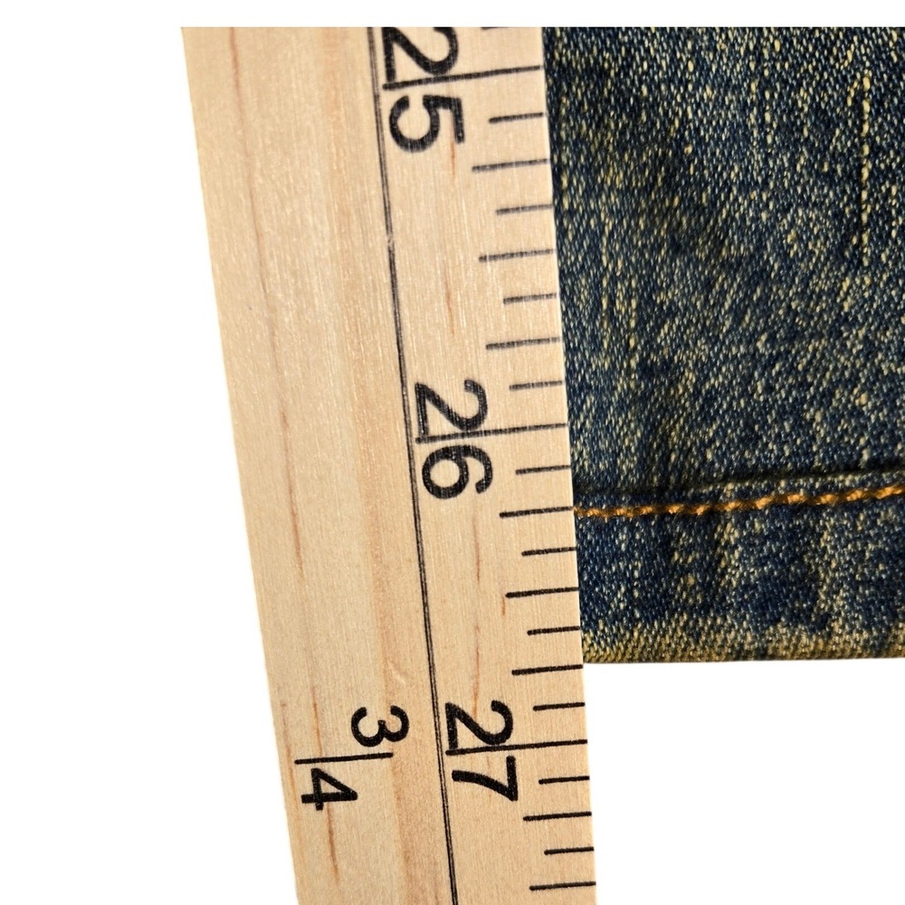 Vintage Floral Embroidered Wide Leg Jeans Sandblasted Dark Wash Denim 20W - Picture 8 of 11
